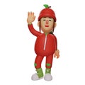 Cartoon Fruit Girl 3D Character waving hand