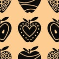 Cartoon fruit seamless lithography apples pattern for wrapping paper and fabrics and linens and kids clothes print