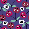 Cartoon fruit seamless retro cherry pattern for wrapping paper and fabrics and linens and kids accessories