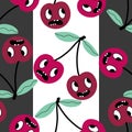 Cartoon fruit seamless retro cherry pattern for wrapping paper and fabrics and linens and kids accessories