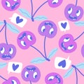 Cartoon fruit seamless retro cherry pattern for wrapping paper and fabrics and linens and kids accessories