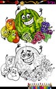 Cartoon fruits group for coloring book Royalty Free Stock Photo