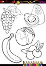 Cartoon fruits set for coloring book Royalty Free Stock Photo