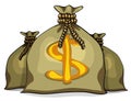 Cartoon full sacks with money Royalty Free Stock Photo