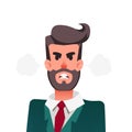 Cartoon funny angry office worker. Furious businessman with steam blowing from ears. Young man is experiencing anger.