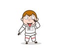 Cartoon Funny Astronaut Making Face Vector Illustration