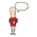 cartoon funny bald man with speech bubble Royalty Free Stock Photo