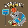 Cartoon of funny basketball player