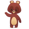Cartoon funny bear character with big eyes waving hand. Big collection of cartoon forest animals. Vector illustration. Royalty Free Stock Photo