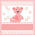 Cartoon funny bear. Pink. Royalty Free Stock Photo
