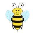 Cartoon funny bee. Vector on a white background isolate.