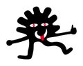 Cartoon funny black little man with a red tongue,