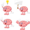 Cartoon funny brain collection set Royalty Free Stock Photo