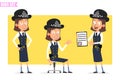 Cartoon funny british policeman girl character set