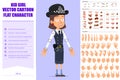 Cartoon funny british policeman girl character set Royalty Free Stock Photo