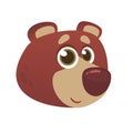 Cartoon funny brown bear head icon. Vector illustration. Design for print, children book illustration or party decoration. Royalty Free Stock Photo