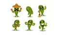 Cartoon Funny Cactus Character Vector Set. Cacti Playing Guitar Royalty Free Stock Photo