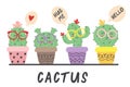 Cartoon funny cactus in glasses