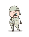 Cartoon Funny Cadet Running Nose and Sleeping Face Vector Illustration