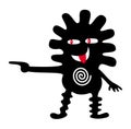 Cartoon funny cardboard man, laughs and points with his finger. Humor art vector picture.