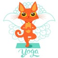 Cartoon funny cat icons doing yoga position. Yoga Cat Pose. Royalty Free Stock Photo