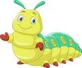 Cartoon funny caterpillar presenting on white background Royalty Free Stock Photo