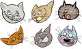 Cartoon funny cats heads set