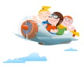 Children fly by single-motor plane