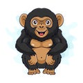 Cartoon funny chimpanzee isolated on white background