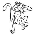 Cartoon funny chimpanzee monkey outlines. Vector illustration of monkey mascot isolated line art.