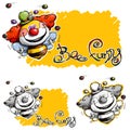 Cartoon Funny Clown Bee Joggling 4 Colorfull Balls Royalty Free Stock Photo