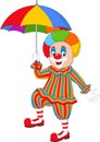 Cartoon funny clown holding an umbrella Royalty Free Stock Photo