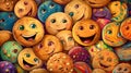 Cartoon funny cookies. Funny food background