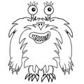 Cartoon funny, crazy alien or monster outline