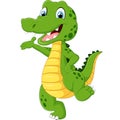 Cartoon funny crocodile waving hand