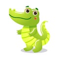 Cartoon funny cute crocodile animal child vector illustration