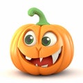 cartoon funny cute halloween pumpkin 3d isolated on white background, Royalty Free Stock Photo