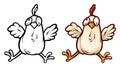 Cartoon funny cute hand drawn crazy chicken Royalty Free Stock Photo