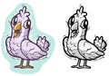 Cartoon funny cute pink pigeon colorful sketch