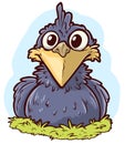 Cartoon funny cute smiling crow bird vector icon
