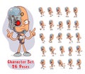 Cartoon funny cyborg boy big set for animation Royalty Free Stock Photo