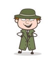 Cartoon Funny Detective Dancing Vector Illustration