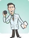 Cartoon funny doctor with stethoscope