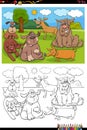 Cartoon funny dogs and puppies group coloring book page Royalty Free Stock Photo