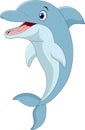 Cartoon funny dolphin jumping Royalty Free Stock Photo