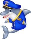 Cartoon funny dolphin wearing captain uniform Royalty Free Stock Photo