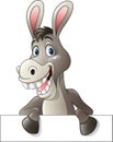 Cartoon funny donkey holding blank sign Royalty Free Stock Photo