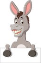 Cartoon funny donkey holding blank sign Royalty Free Stock Photo