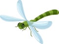 Cartoon funny dragonfly on white background