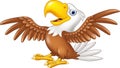 Cartoon funny eagle flying